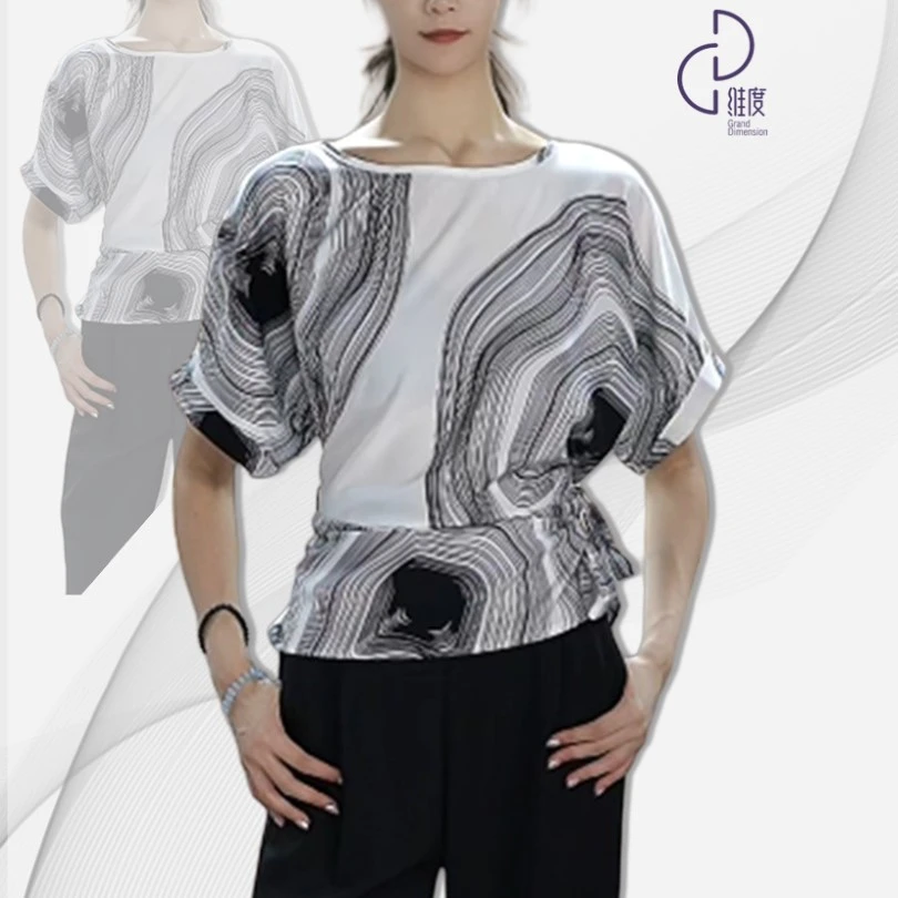 【维度舞服】S24轻舞服雪纺锻摩登舞上衣无底档无胸垫