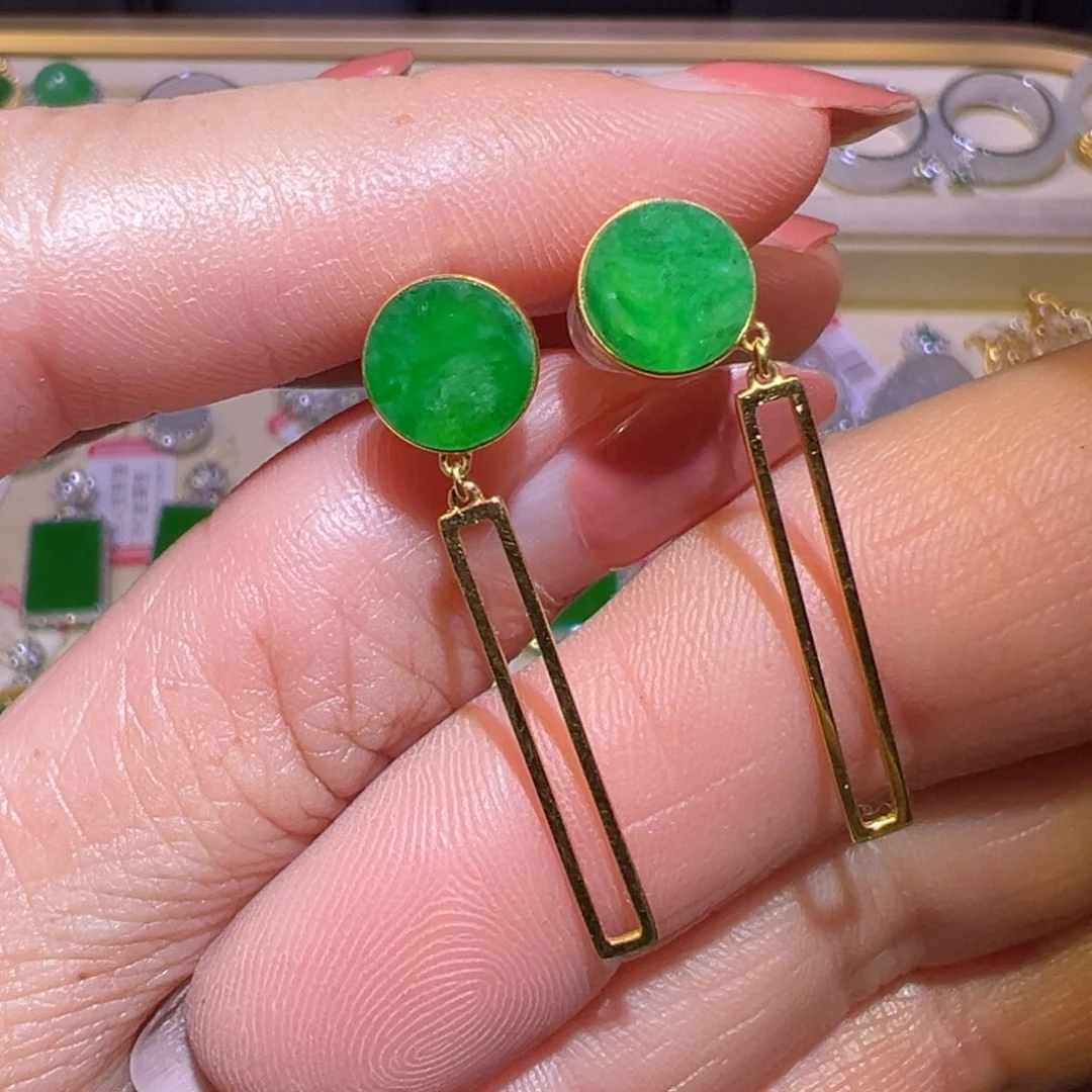 翡翠颈饰18K金镶嵌耳环