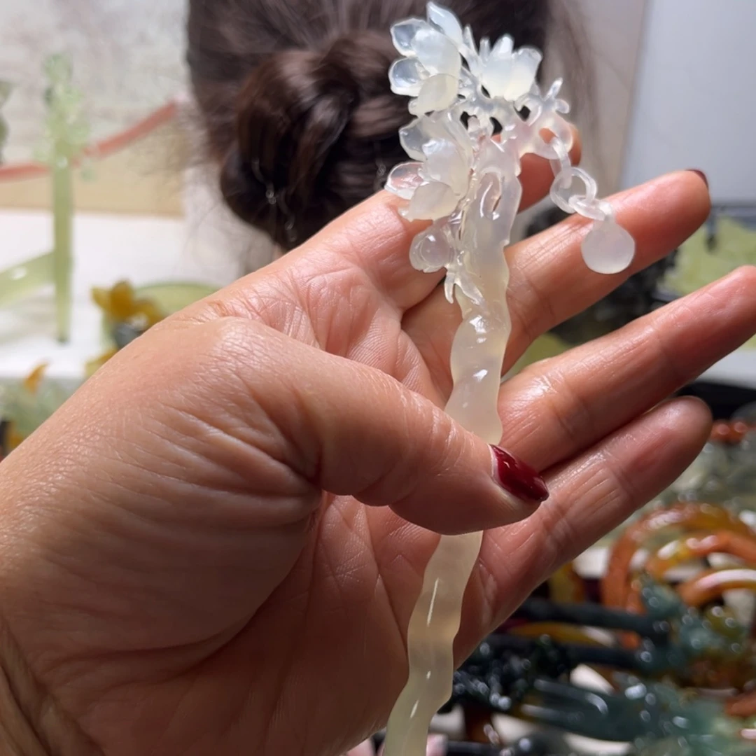 【闪购商品】蛇纹石玉发饰合金用****0