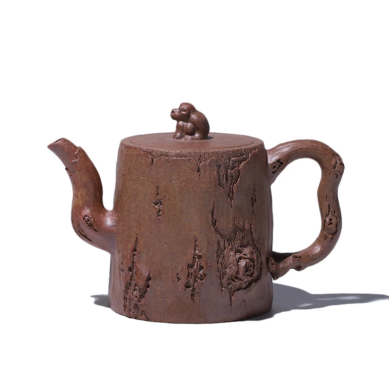 大吉羊柴烧 宜兴紫砂壶泡茶壶 原矿本山绿泥灵猴抱桩180ml徐顺伟