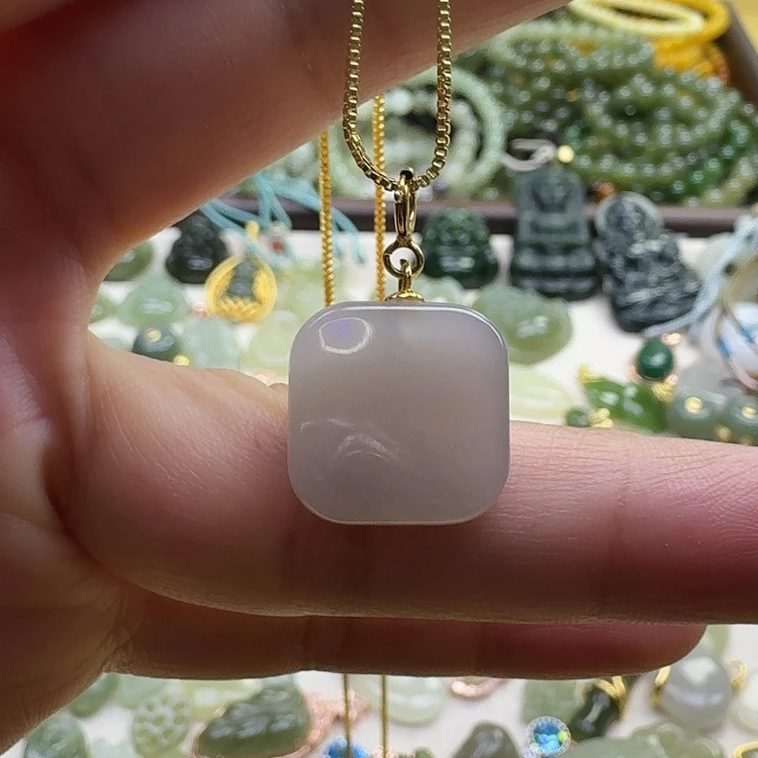 和田玉银S925镶嵌颈饰吊坠