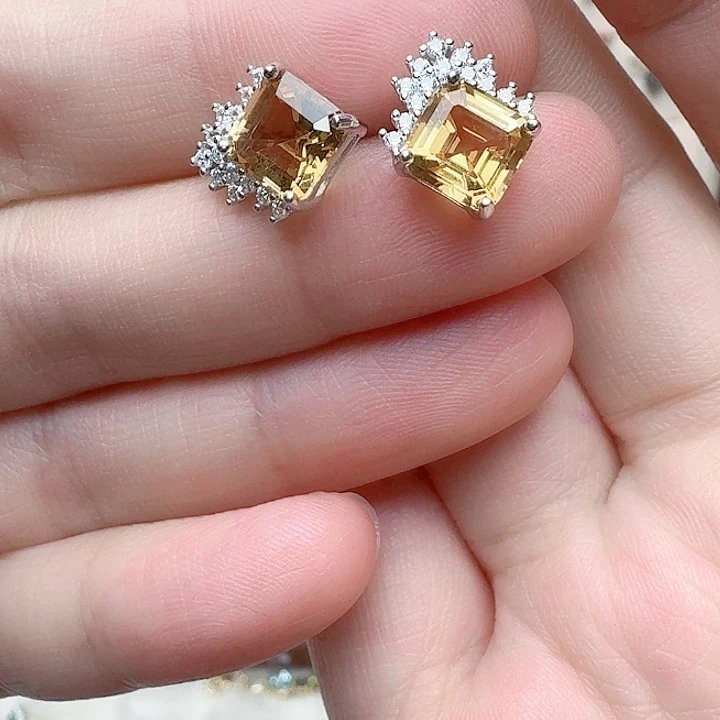 水晶耳饰银S925镶嵌耳钉