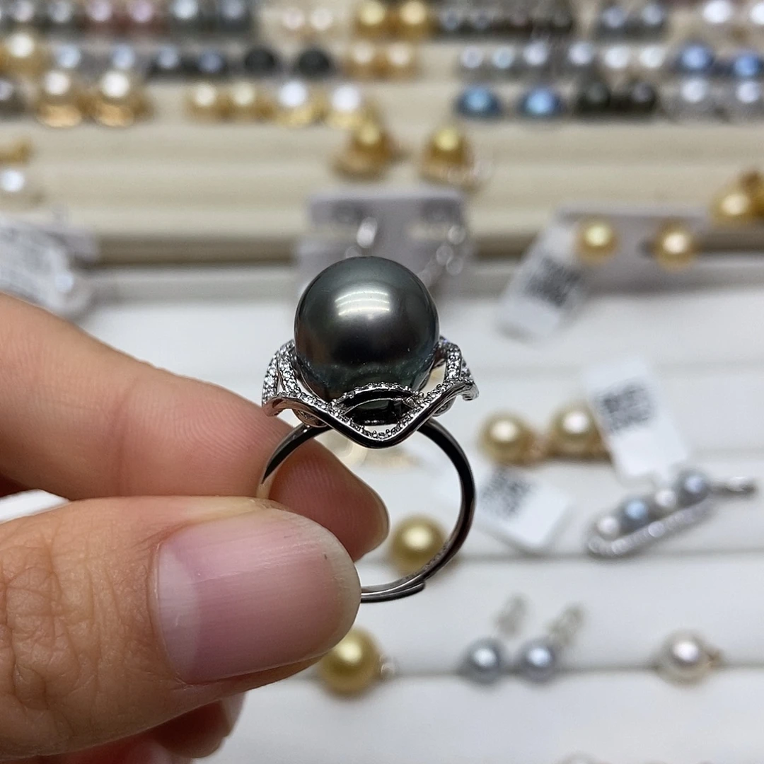 银S925镶嵌海水珍珠戒指