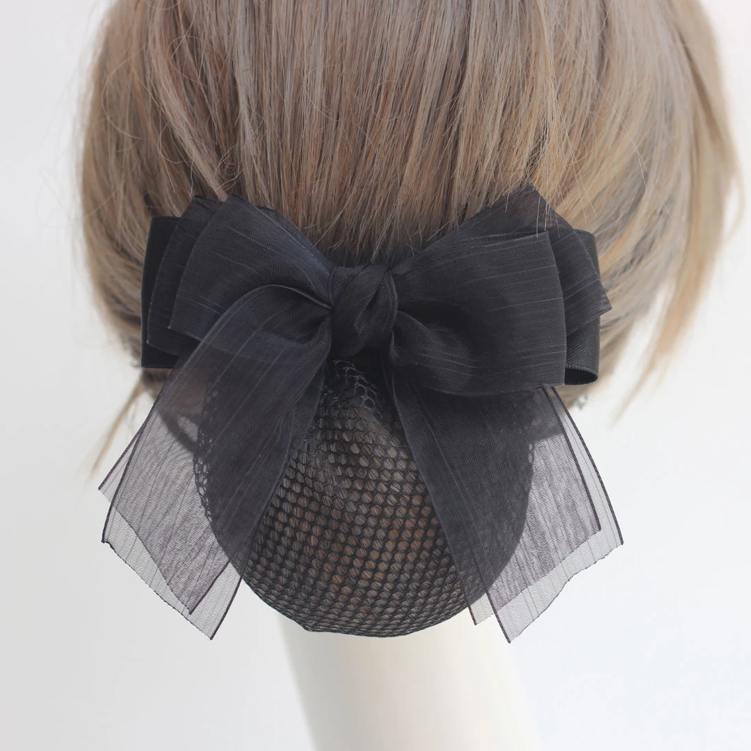 护士头花职业发夹蝴蝶结空乘银行酒店前台上班族盘发网兜发饰新款