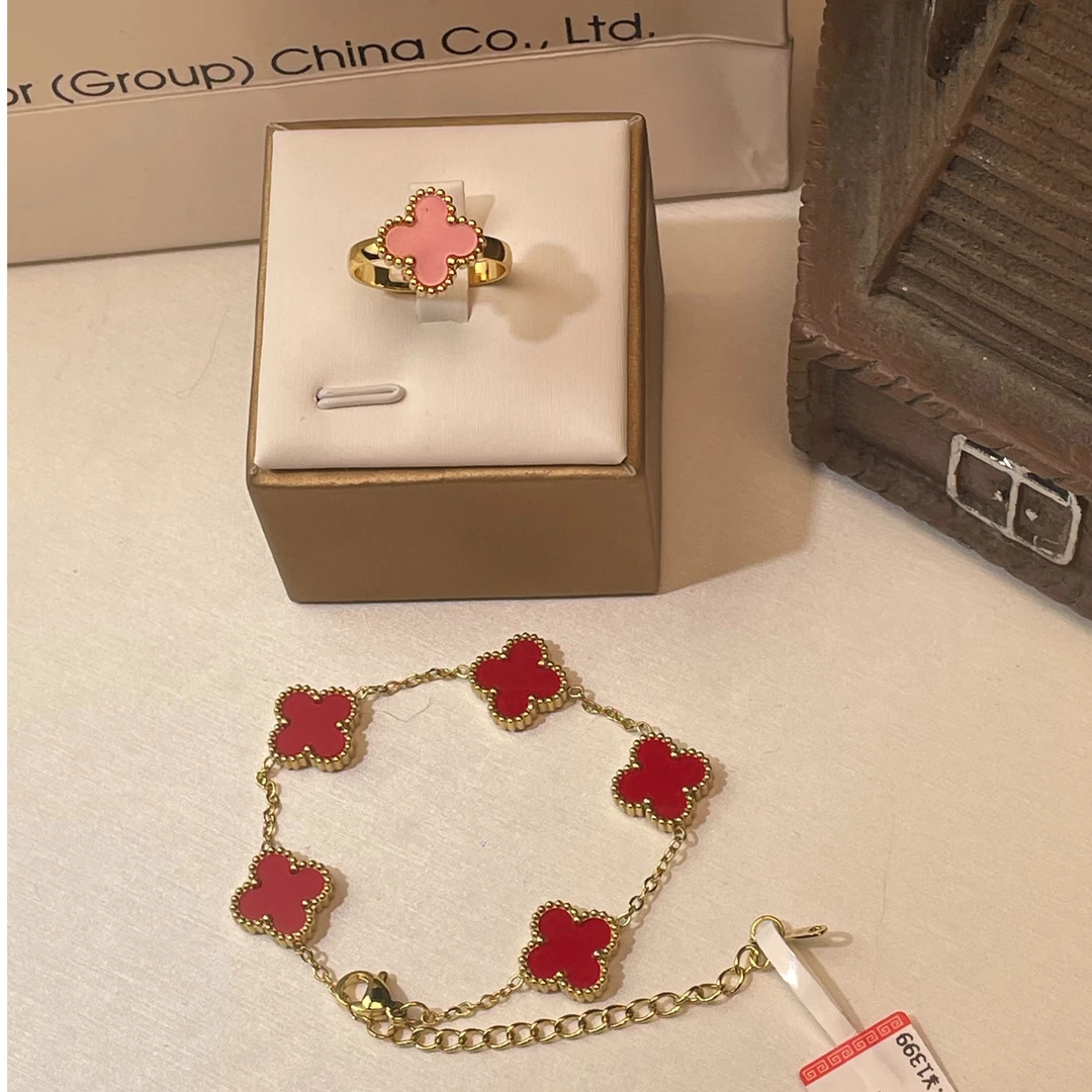 合金手链 经典四叶草 DUOFU/ 多福 手链送四叶草戒指