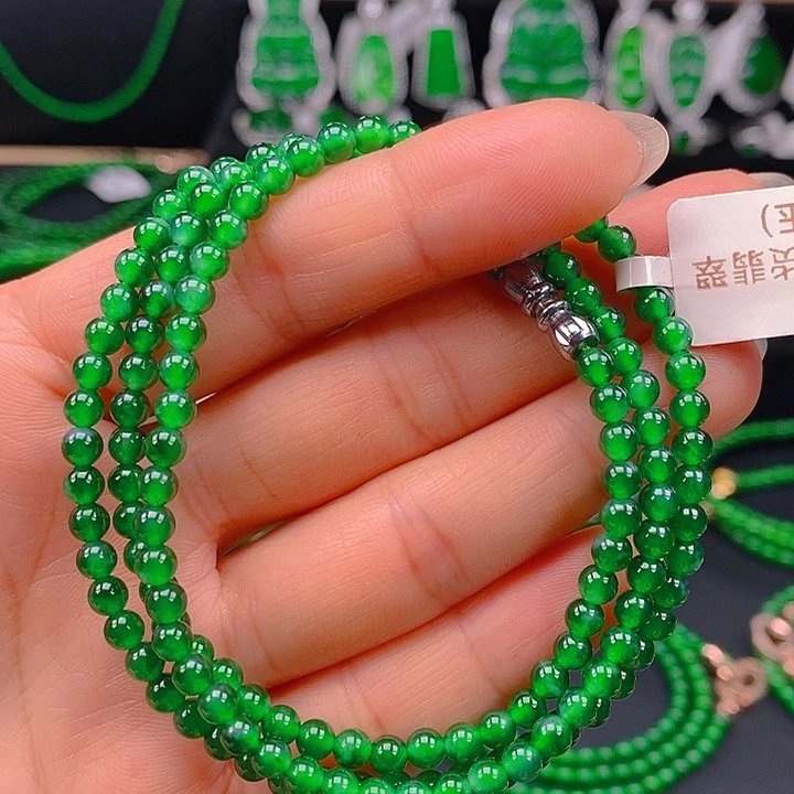 翡翠未镶嵌耳饰天然A货翡翠珠链4