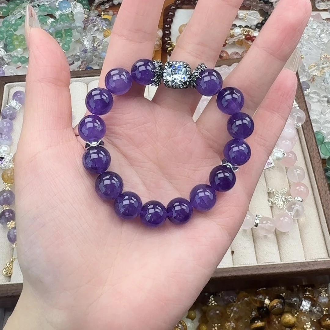 烟晶手链银S925镶嵌好