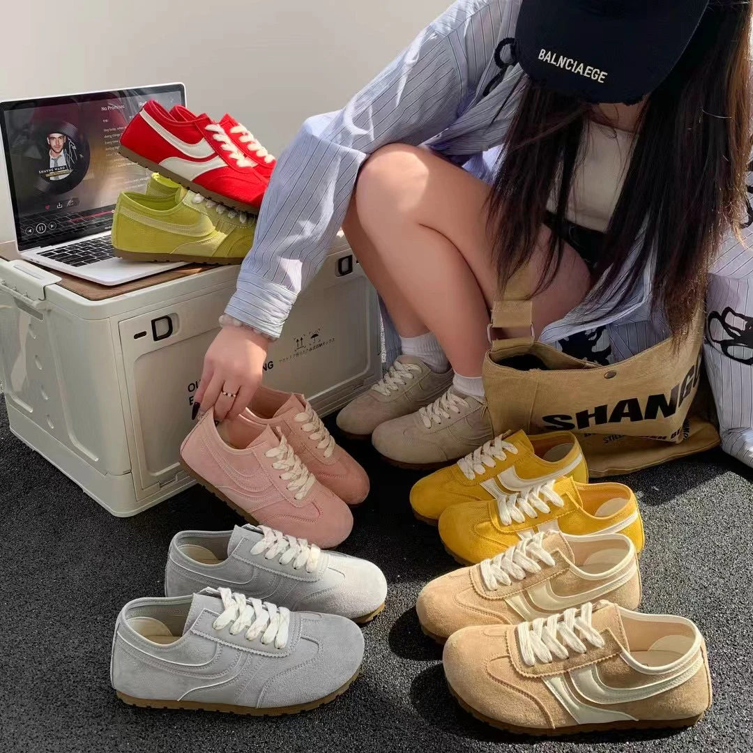 平底红色德训鞋女鞋子2025春季新款休闲运动鞋百搭阿甘鞋板鞋D901