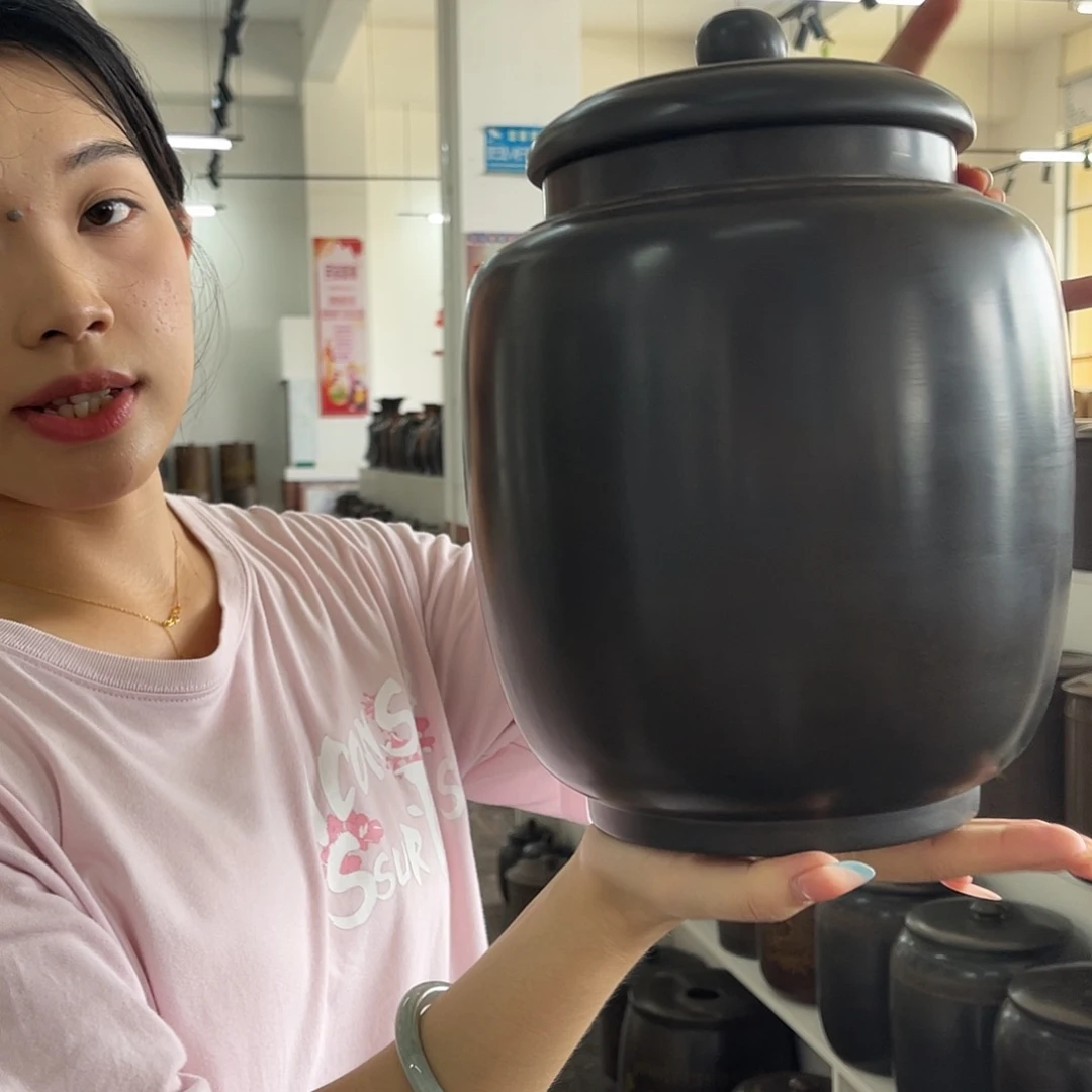 钦州坭兴陶原矿原泥 茶叶罐二斤半装 经典款