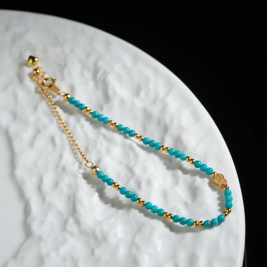 【鹿鸣】s925绿松小葫芦手串2.5mm X71 BJH0407B