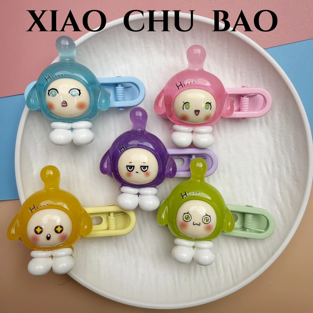 8010甜美可爱蛋仔派对糖果色侧边发夹树脂夜光卡通少女风头饰发卡