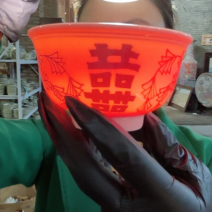 陶其他景德镇高温陶瓷喜字杯红希希