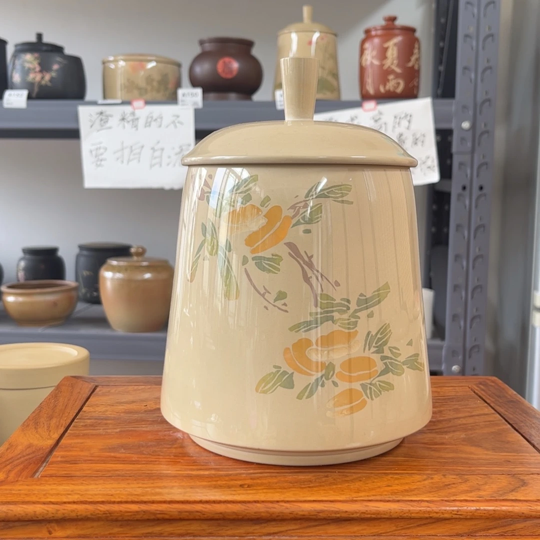 白泥水亮光存茶罐醒茶罐500g