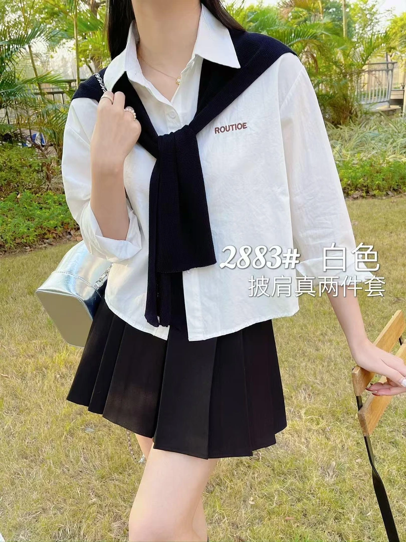 新款推荐小辣椒韩版披肩纯色两件套上衣2883