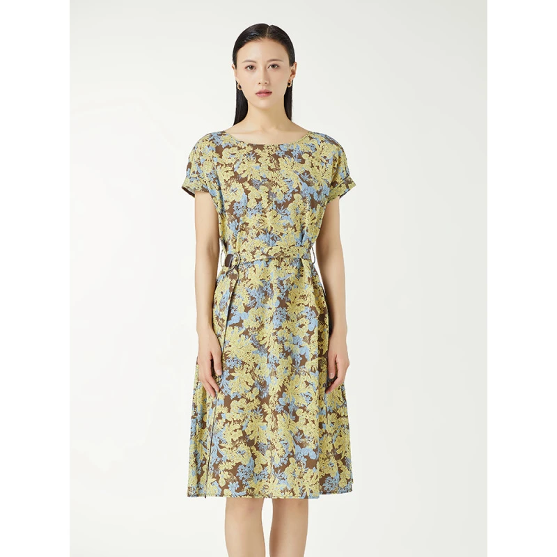 菲姿FEIZI夏款花朵印花连衣裙2B411