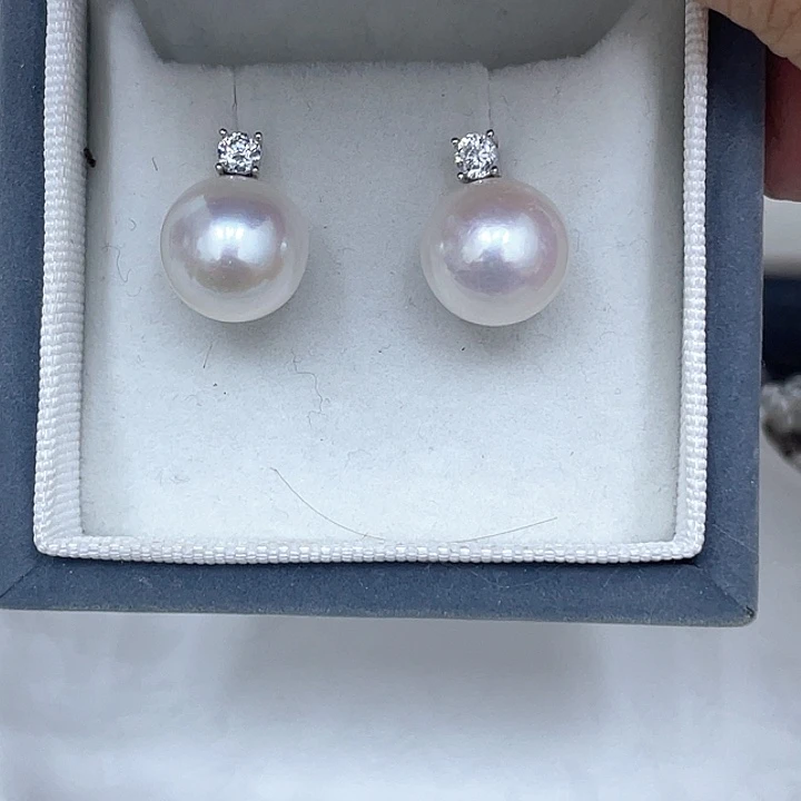 银S925镶嵌淡水珍珠耳饰
