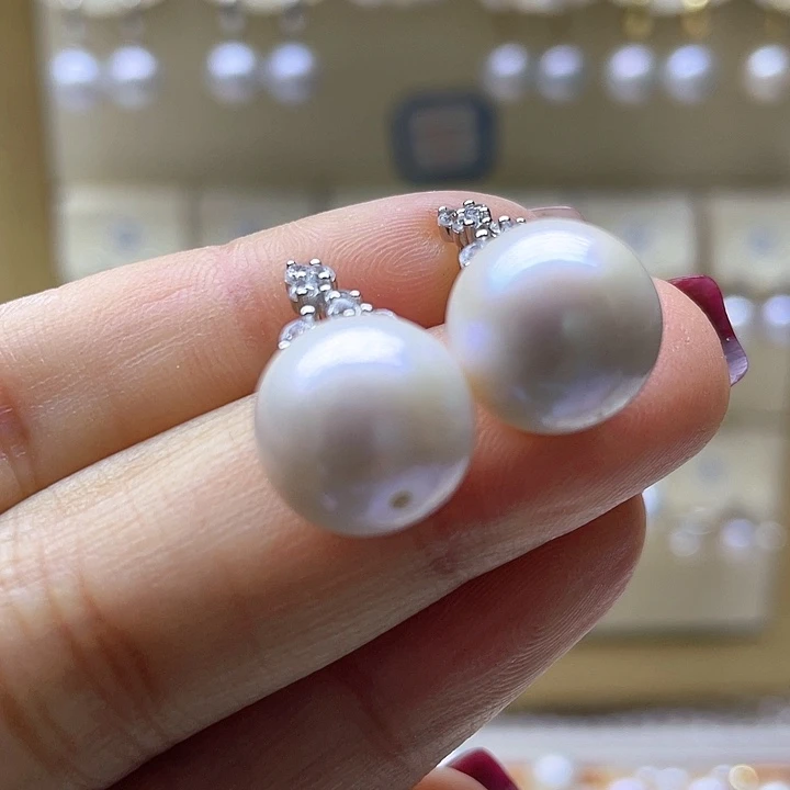 淡水珍珠耳饰银S925镶嵌