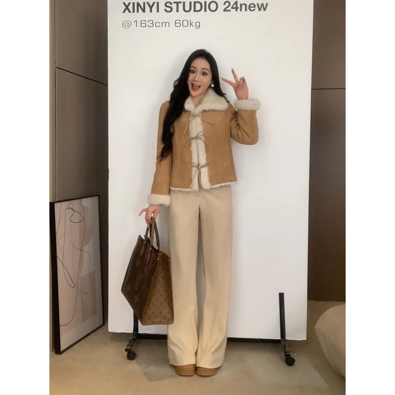 XINYI【悉尼往事】秋冬毛毛外套女加绒显瘦百搭上衣X624Z21289