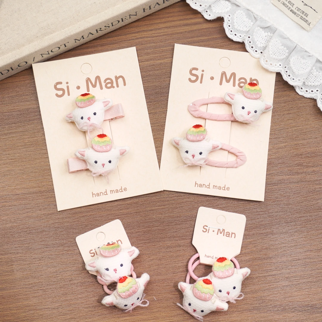 卡通可爱小动物儿童发夹不伤发高弹力发绳宝宝压夹手工发饰