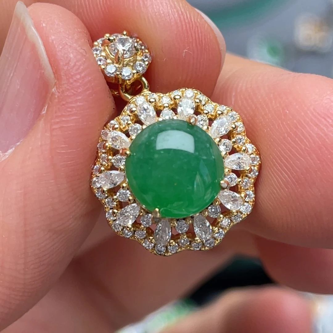 翡翠银S925镶嵌颈饰纯天然缅甸翡翠A货