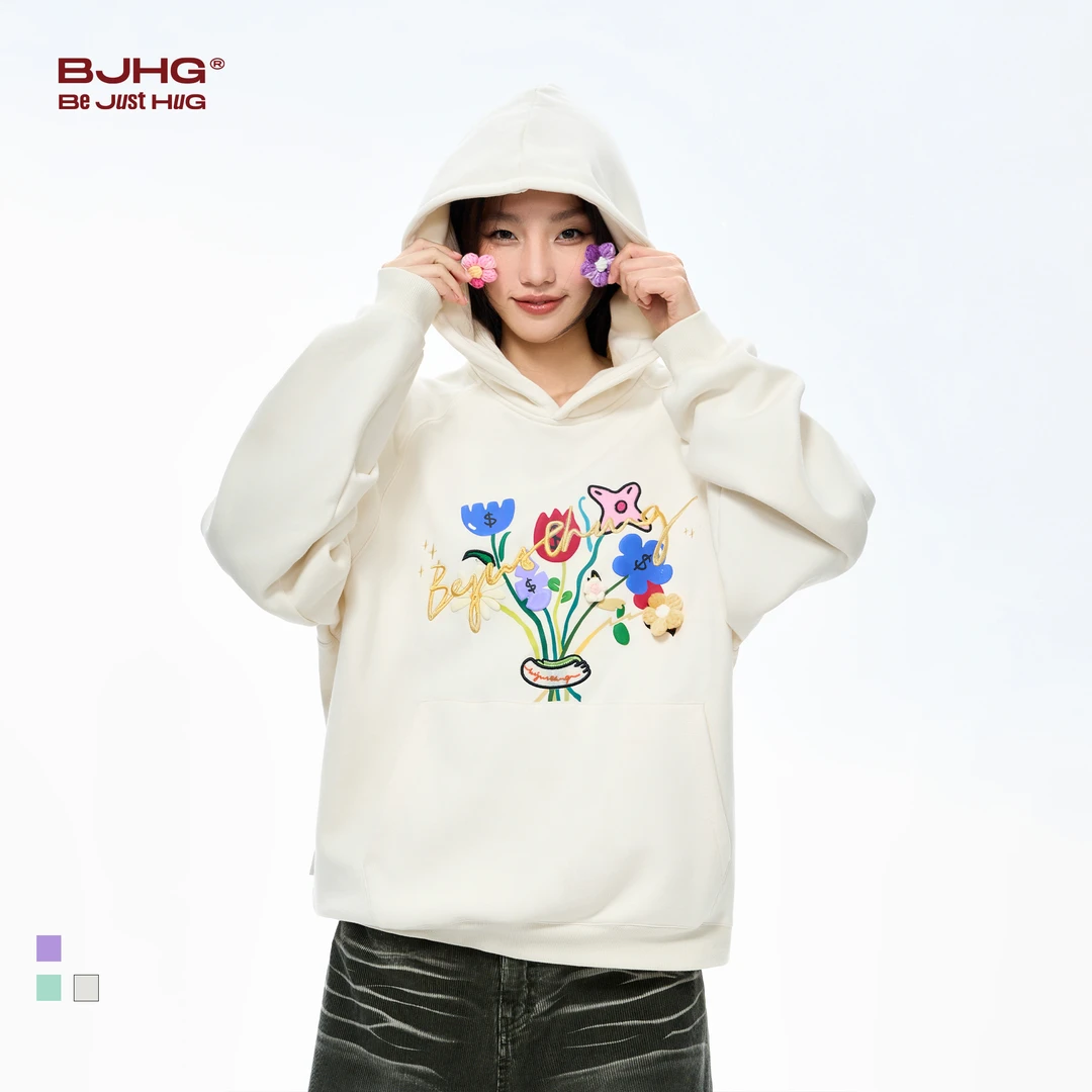 BJHG贴贴情侣卫衣女春季连帽外套美式潮牌慵懒宽松休闲上衣