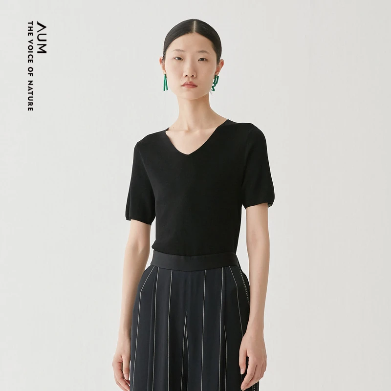 【平子精选】AUM/噢姆黑色百休闲时尚百搭不规则针织衫MAEG2S04M