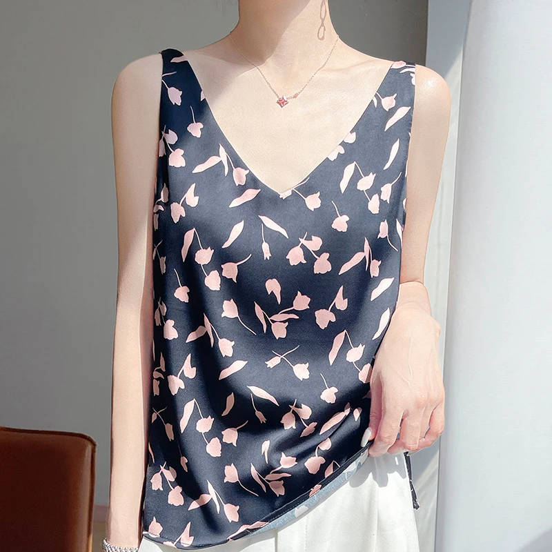 通勤风打底时尚碎花显瘦宽松型夏季见详情百搭吊带小众背心无袖