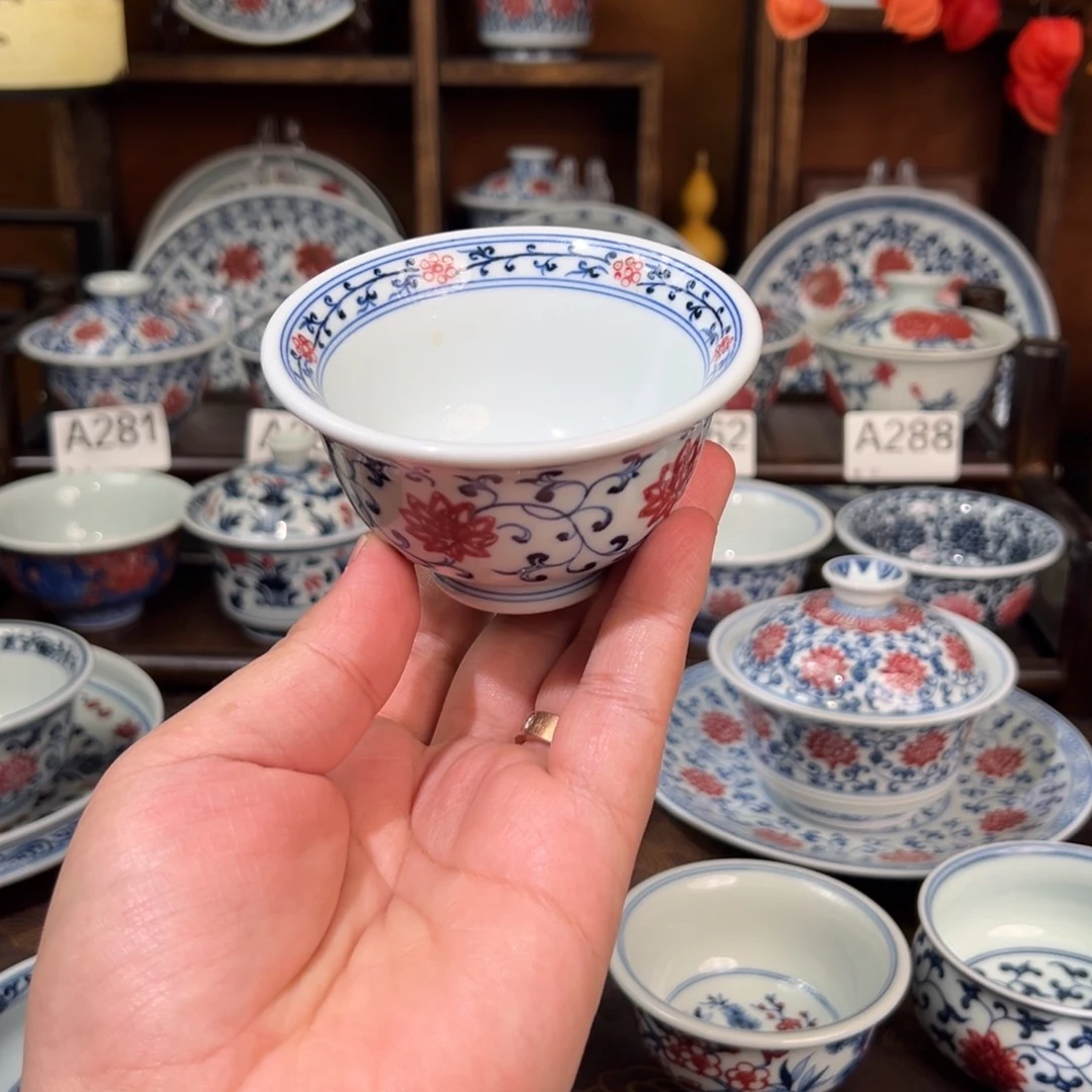 景德镇高温原矿釉里红手绘