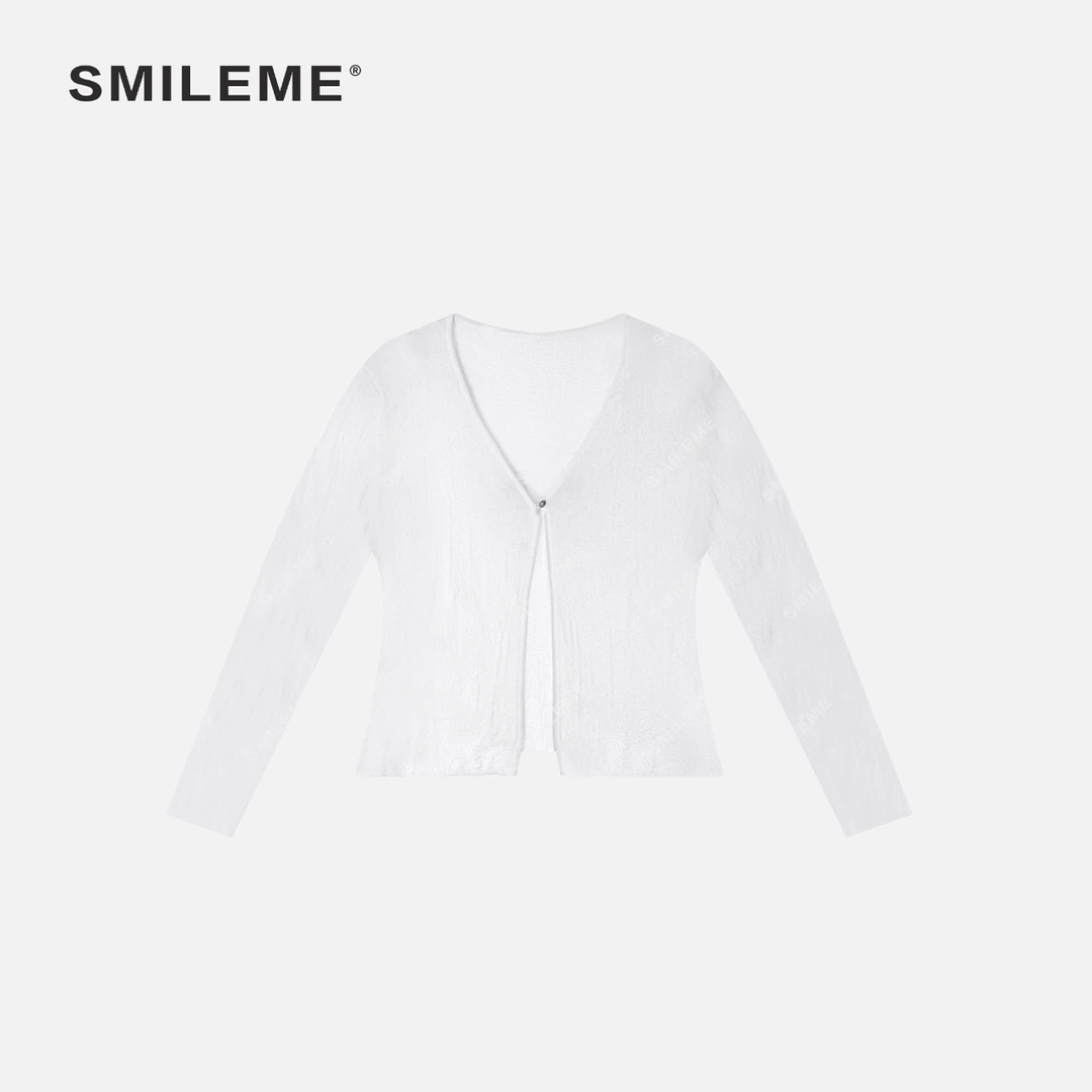 2-SMILEME【白雪】夏季穿搭’‘100%莱赛尔’‘白色简约舒适透气开衫
