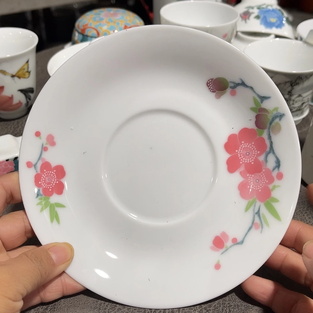 醴陵高温瓷老厂瓷微瑕手绘陶研所款