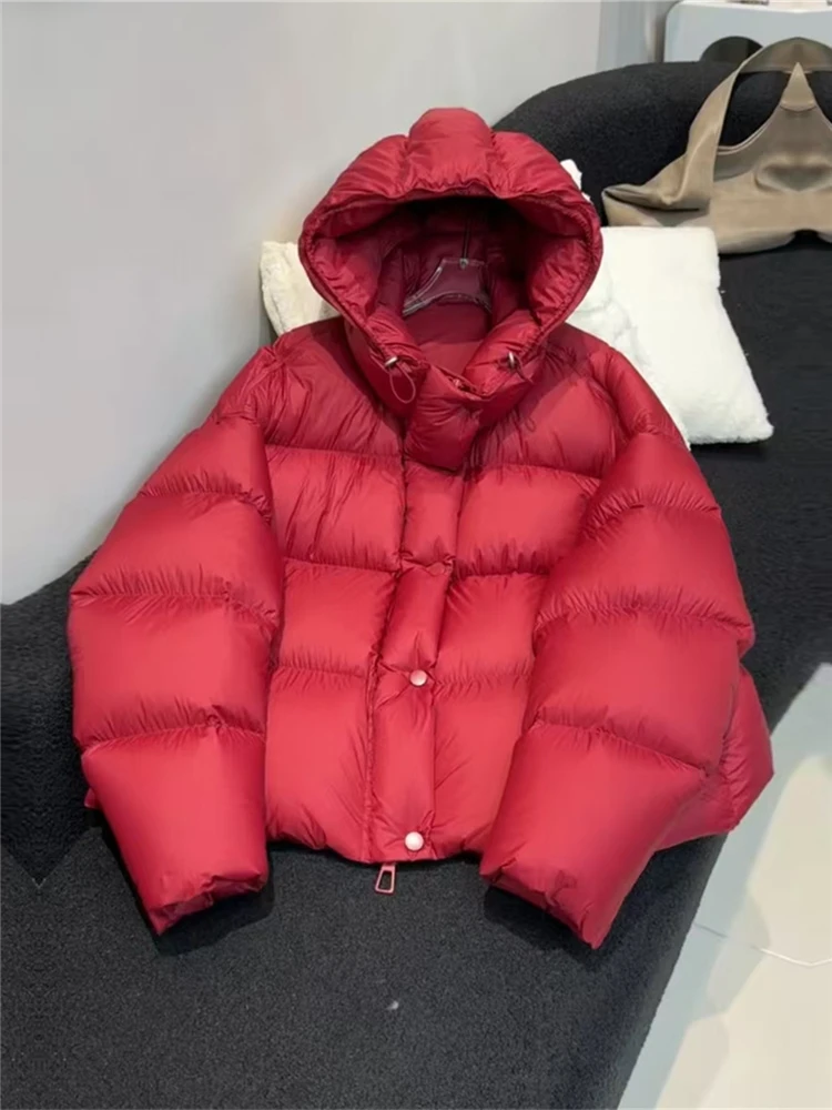 巨好看泡芙红色短款棉衣棉服女2025新款冬爆款小个子高级感厚外套