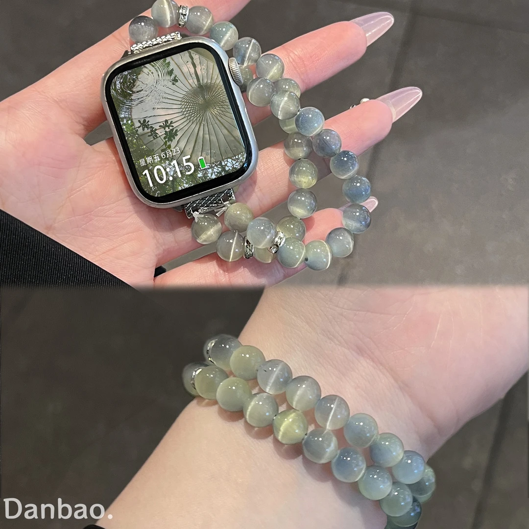 《烟雨江南》适用于华为fit4表带watchfit4pro腕带高级串珠弹力fit3
