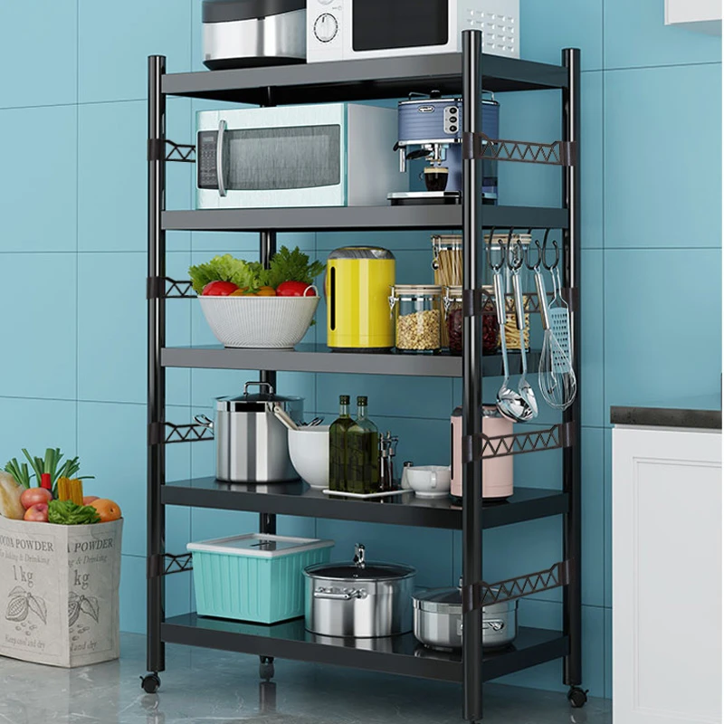 80长厨房置物架落地多层微波炉架烤箱架收纳整理架储物架移动简易