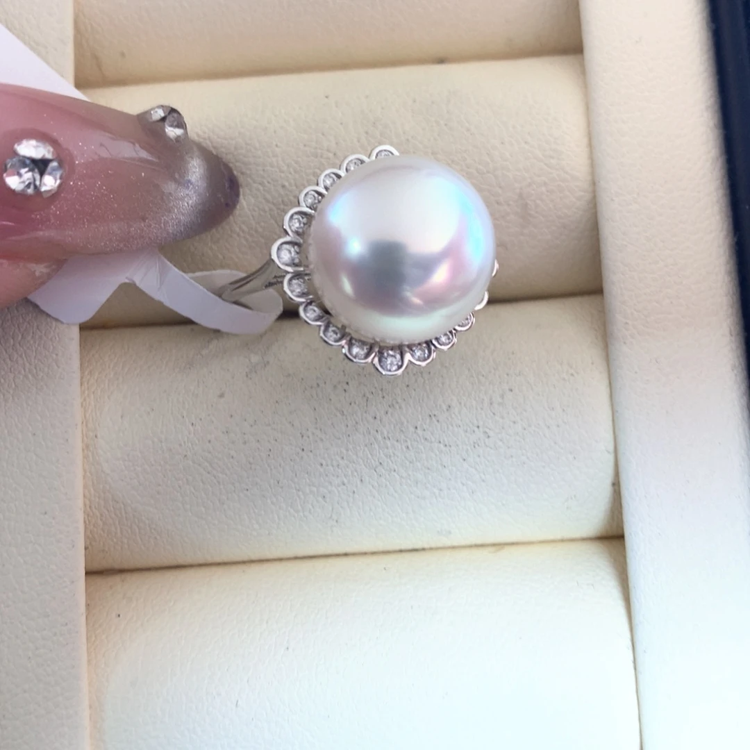 海水珍珠戒指18K金镶嵌