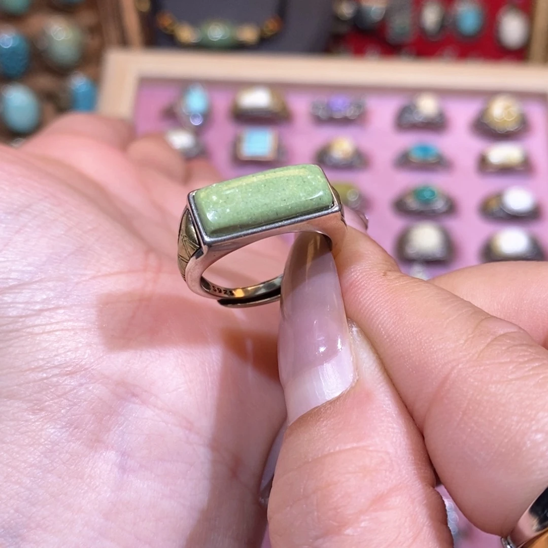 绿松石戒指银S925镶嵌斯**.戒指