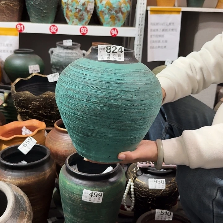 绿色小口坛子824高度23口径8