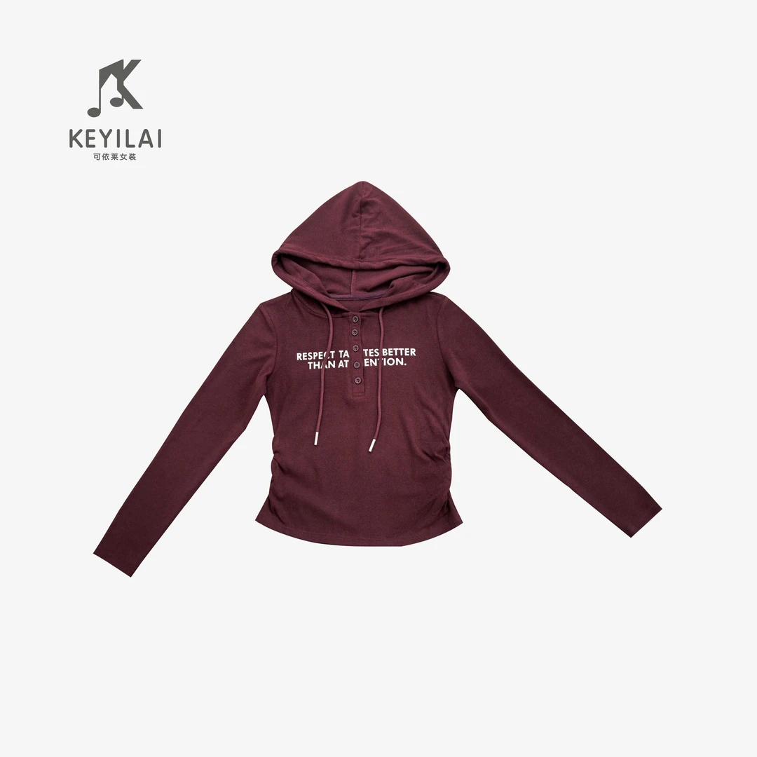 KYL可依莱-连帽字母长袖T恤修身百搭4D7Q0118