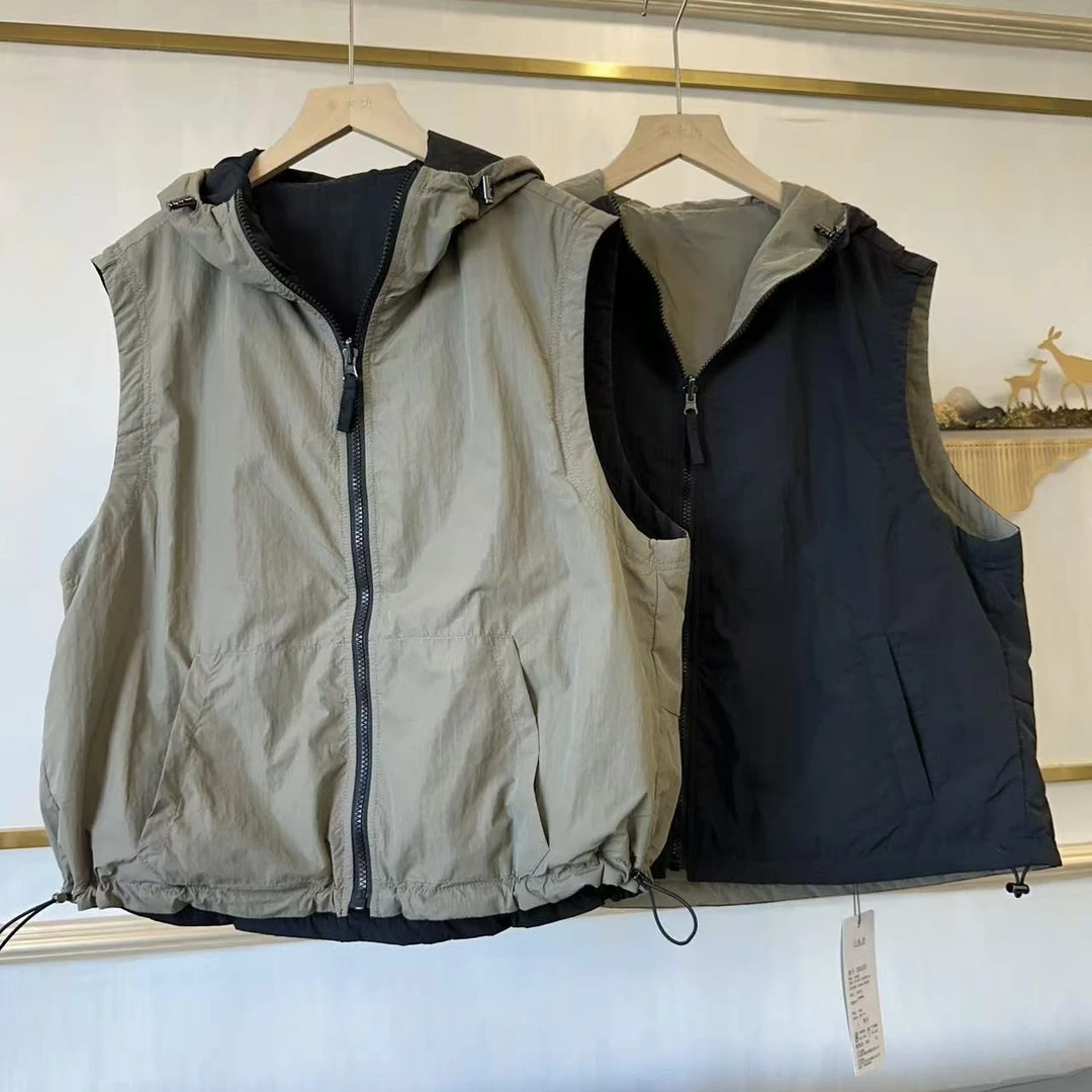 菲玛掂251257正品2025秋新款连帽双面穿休闲气质显瘦女棉马甲马夹