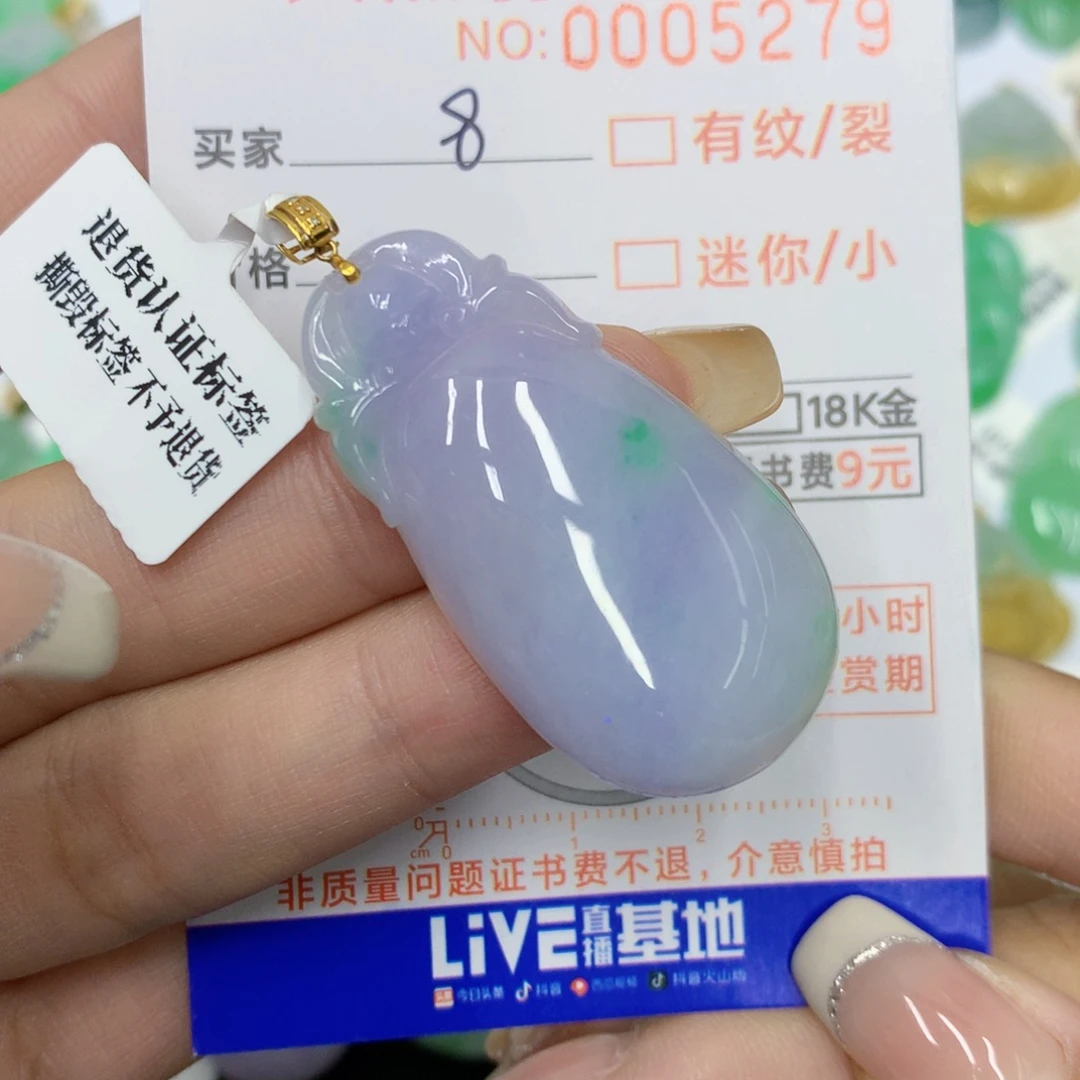 颈饰18K金镶嵌翡翠五福临门