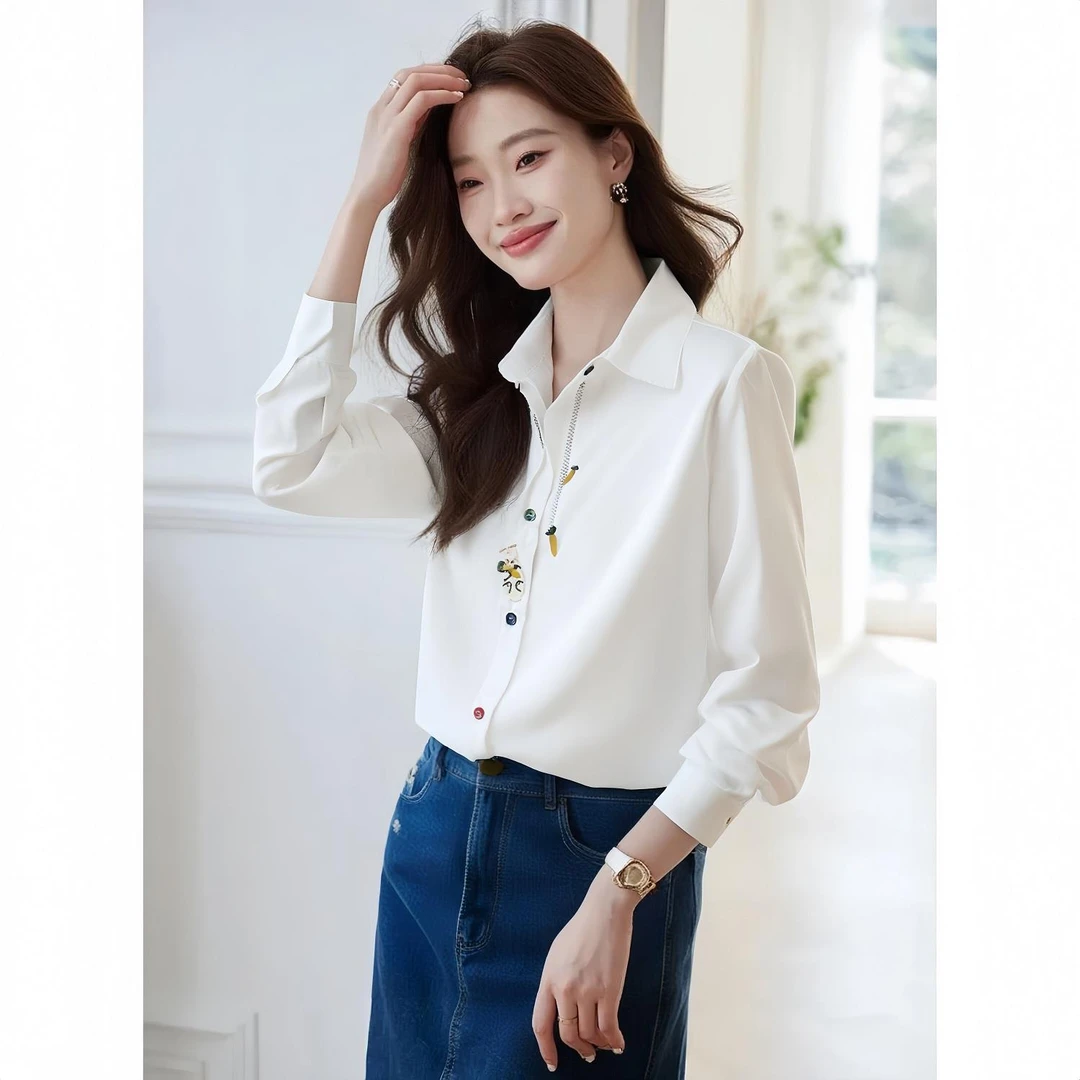 2025秋季新款女装长袖衬衫女宽松衬衫