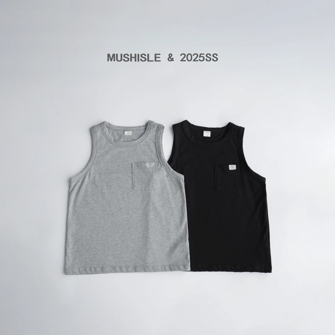 【MUSHISLE】阿又夏季童装儿童男童中大童简约纯棉无袖背心85035X