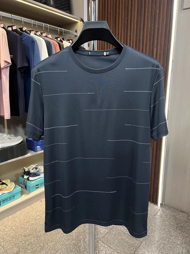 （014）冰凉丝滑夏季舒适短袖T恤圆领弹力短袖男品牌撤柜剪标