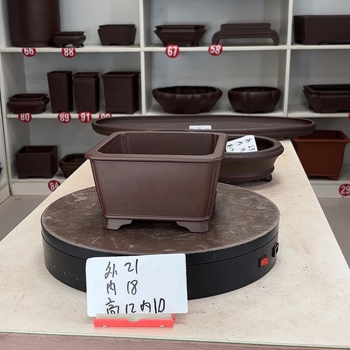 紫砂花盆抽角小四方