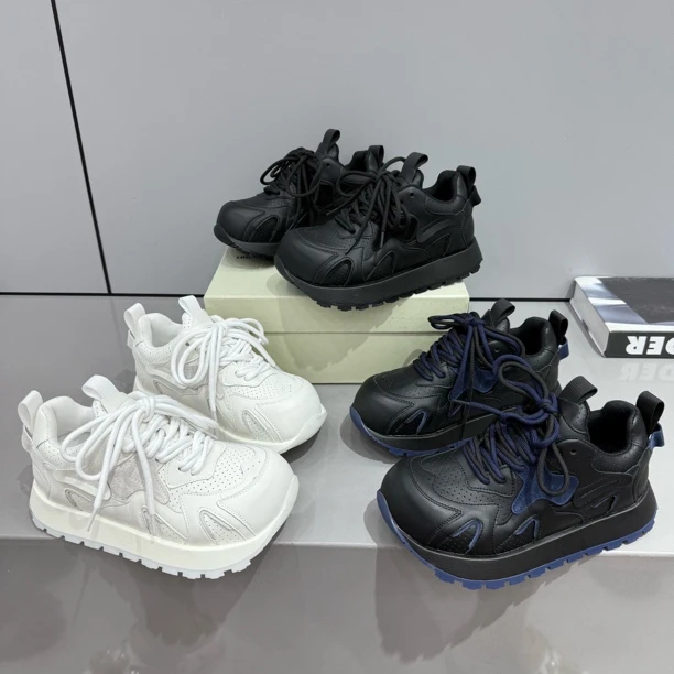 述6778新款厚底圆头皮面四季款丑萌鞋百搭舒适时尚休闲鞋