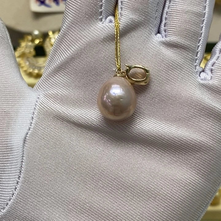 淡水珍珠银S925镶嵌吊坠(不含链)淡水13-14mm