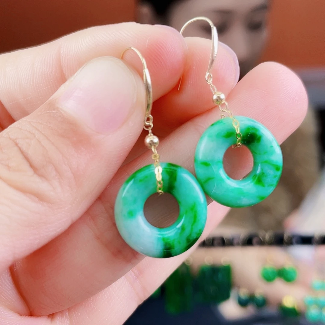 翡翠18K金镶嵌耳饰