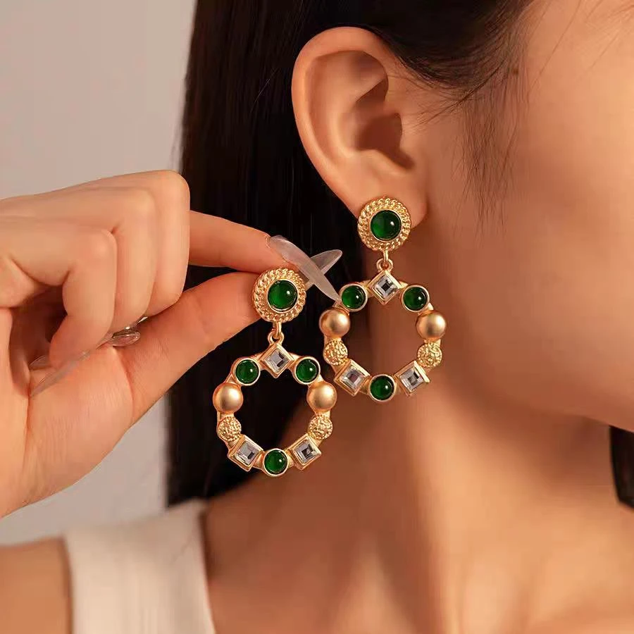 铜合金耳饰 【Q94】冷淡风金属个性耳环气质时尚耳钉高级复古耳环