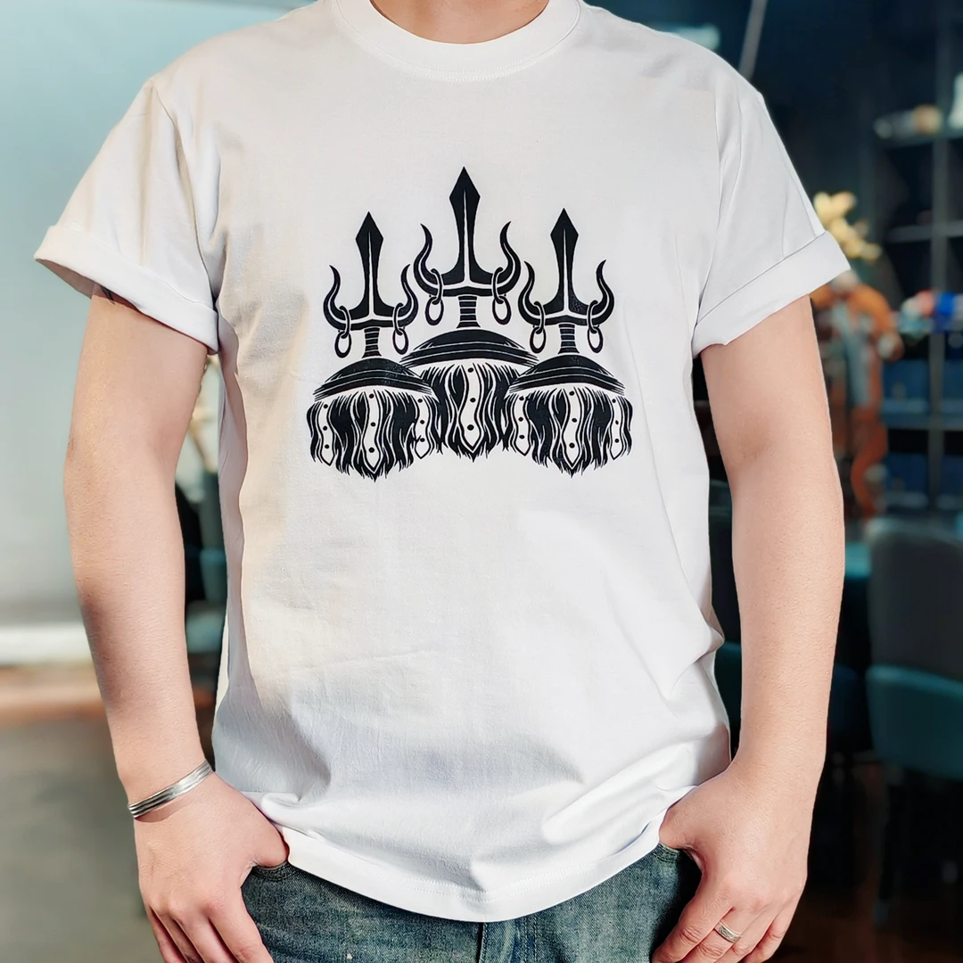 短袖100%新疆棉夏季宽松T恤男女同款圆领文创百搭印花重磅舒服