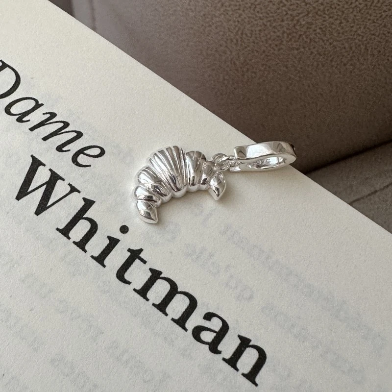 吊坠925银 牛角包吊坠不含链纯银韩版小众设计风简约复古个性侧坠