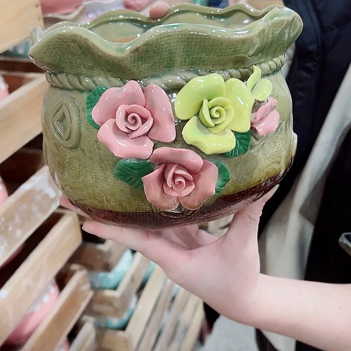 有孔，凑单福利满10元发货陶瓷多肉花盆！